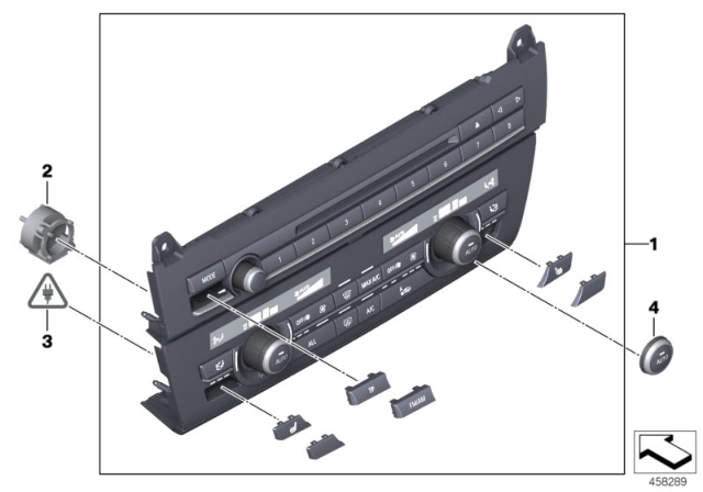 2014 BMW 535i xDrive Radio And A/C Control Panel Diagram