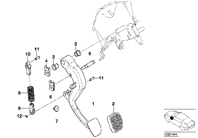 2001 BMW X5 Pedals - Supporting Bracket / Clutch Pedal Diagram