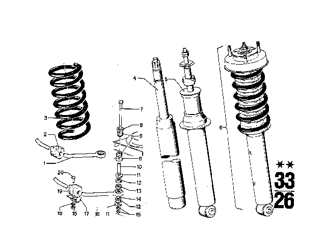 1973 BMW Bavaria Rear Spring Strut Coil Spring And Parts Diagram