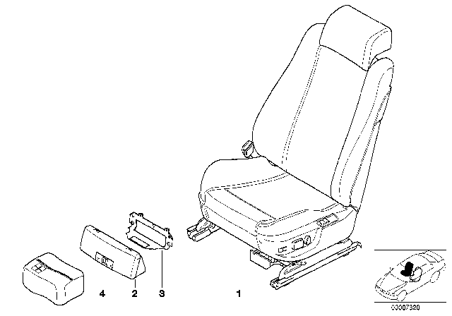 2001 BMW 740iL Seat, Front, Complete Seat Diagram 3