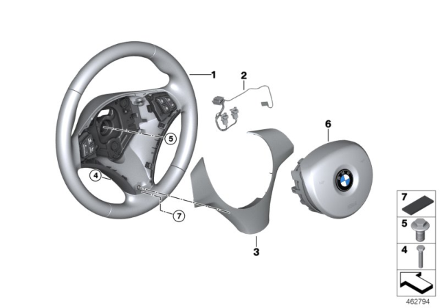 2009 BMW 328i xDrive Airbag Sports Steering Wheel Diagram 1