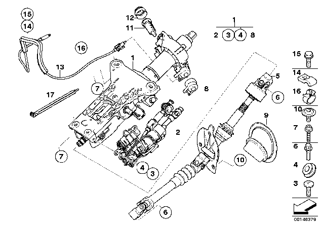 2006 BMW 525xi Add-On Parts, Electrical Steering Column Adjusting Diagram 1