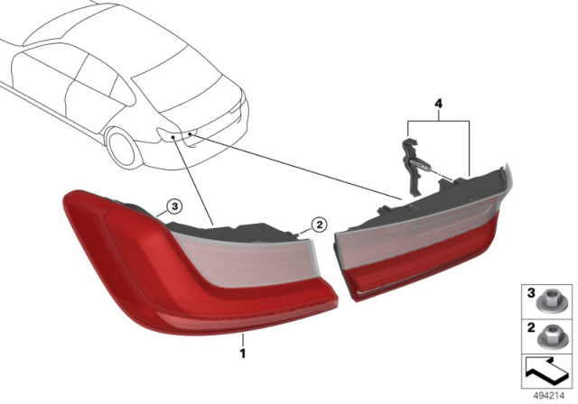 2020 BMW 330i Rear Light In Trunk Lid, Left Diagram for 63217420455