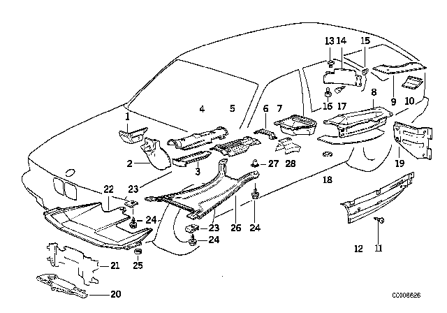 1994 BMW 530i Heat Insulator Floor Panel Trunk Diagram for 51481938143