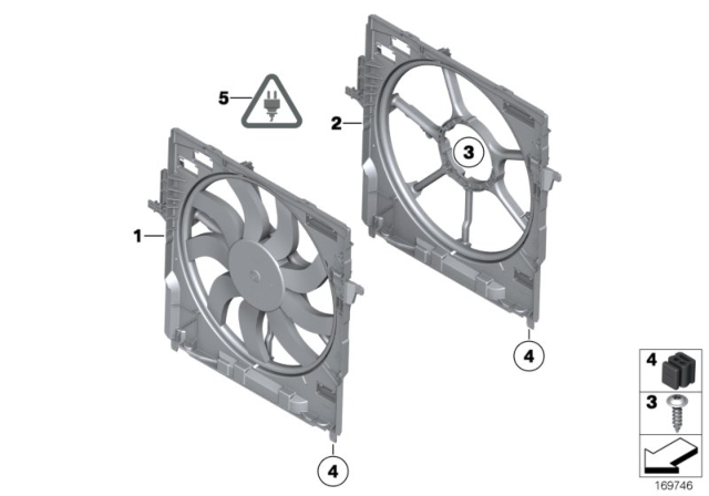 2011 BMW X5 Fan Housing, Mounting Parts Diagram