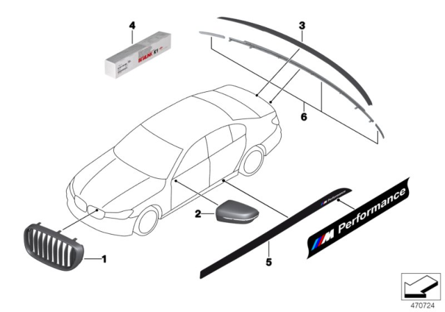 2019 BMW 740i xDrive M Performance Aerodynamics Accessories Diagram