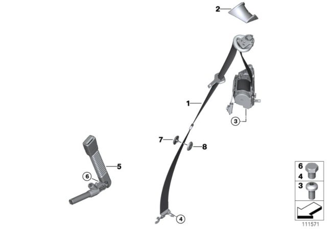 2009 BMW Z4 Seatbelt, Right Passenger Diagram for 72119137950