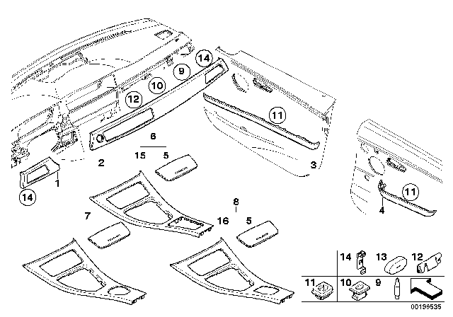 2011 BMW M3 Interior Trim Strips Diagram 2