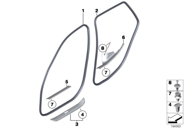 2014 BMW X1 Cover Strip, Entrance Rear Left Diagram for 51472990507