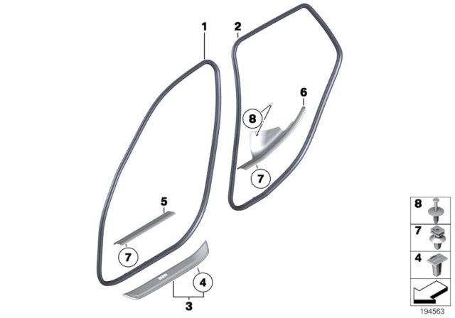 2014 BMW X1 Cover Strip, Entrance Front Right Diagram for 51472990504