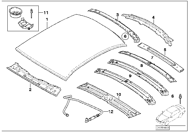 2005 BMW 760i Roof Diagram