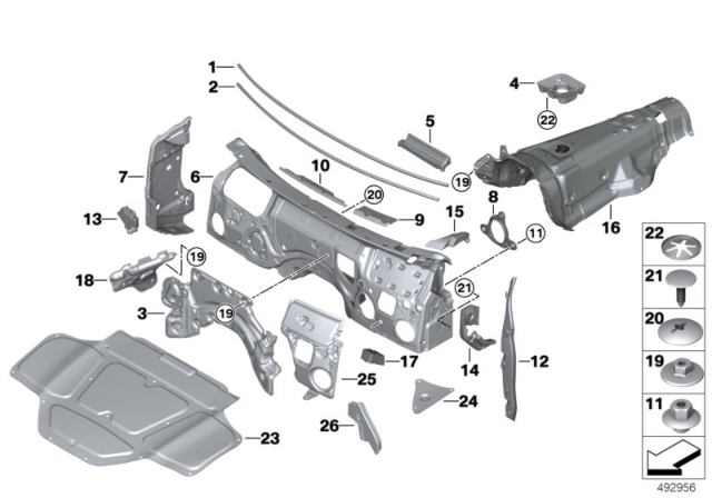 2020 BMW X4 Sound Insulation, A-Pillar, Top Right Diagram for 51487490122
