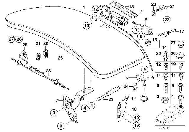 2000 BMW Z8 Trunk Lid Lock Diagram for 51248232145