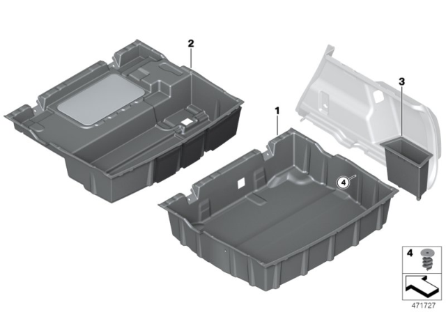 2019 BMW X1 Storage Tray, Luggage-Compartment Floor Diagram