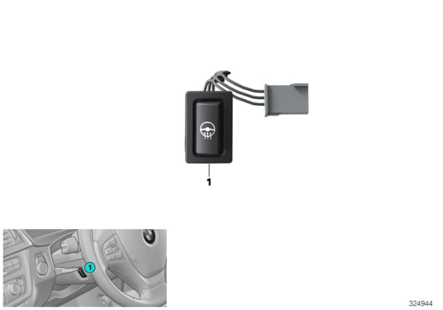 2015 BMW 328i xDrive Switch, Steering Wheel Diagram 1