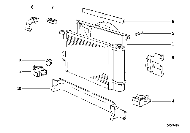 1995 BMW 318i Fan Shroud Diagram