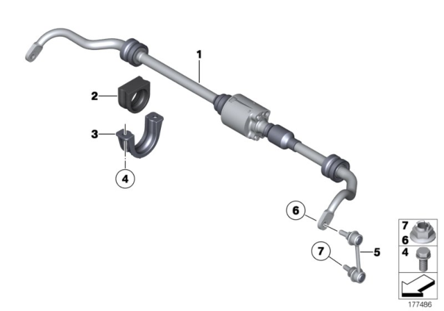 2013 BMW 535i GT Rear Stabilizer Bar / Dynamic Drive Diagram