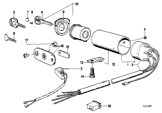 1983 BMW 633CSi Steering Lock / Ignition Switch Diagram 1