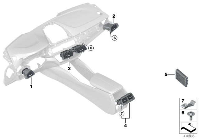 2018 BMW 640i xDrive Gran Turismo FRESH AIR GRILLE REAR ROOM Diagram for 64229357867