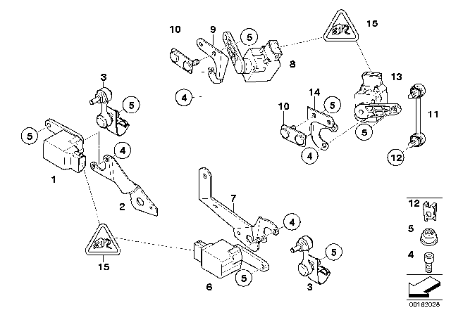 2005 BMW X5 Headlight Vertical Aim Control Sensor Diagram