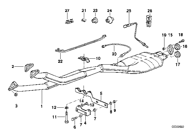 1994 BMW 525i Catalytic Converter / Front Silencer Diagram