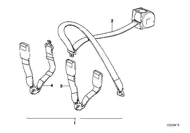 1987 BMW 325i Safety Belt Rear Diagram