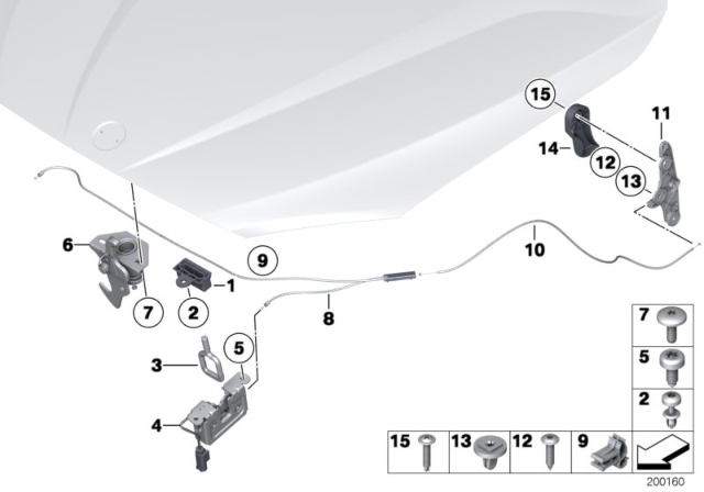2015 BMW X1 Engine Bonnet, Closing System Diagram