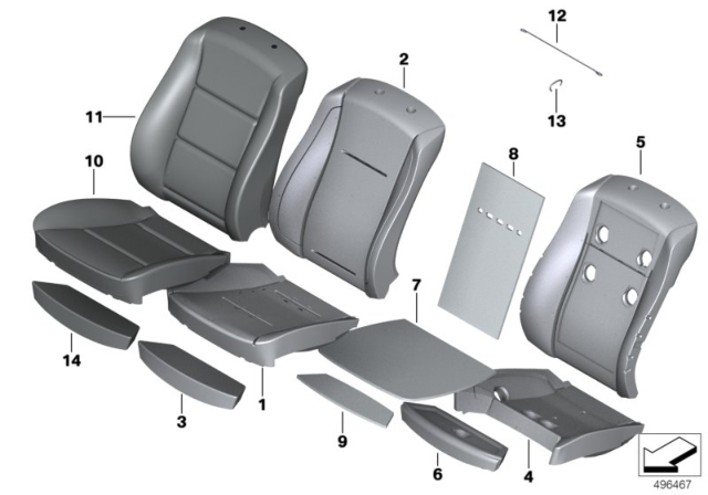 2008 BMW 750i Seat, Front, Cushion & Cover Diagram 1