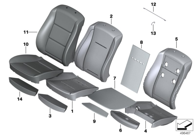 2003 BMW 745Li Seat, Front, Cushion & Cover Diagram 1