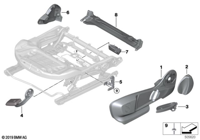 2020 BMW 228i xDrive Gran Coupe Front Seat Trims Manual Diagram 2