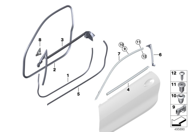 2020 BMW 840i Trims And Seals, Door Diagram