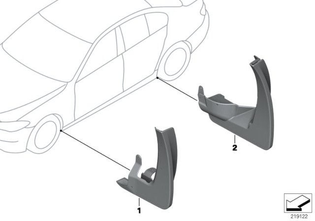 2012 BMW 535i Mud Flaps Diagram