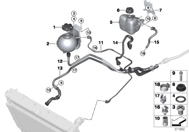 2017 BMW i8 Expansion Tank / Coolant Hoses Diagram