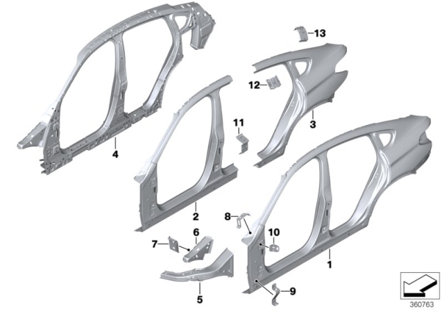 2018 BMW X4 Side Frame Diagram