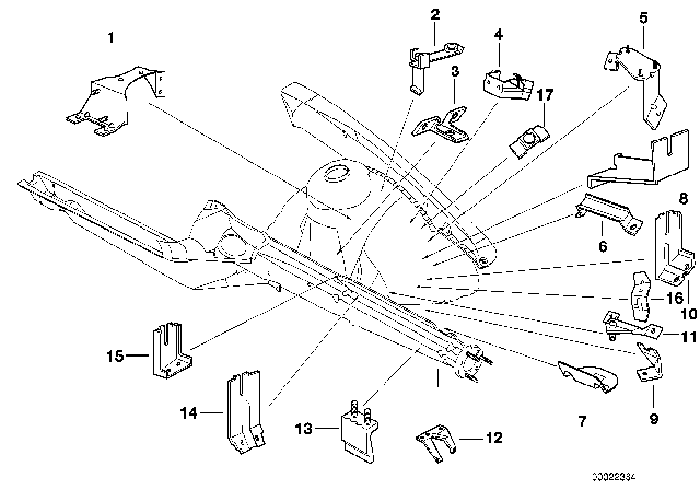 1994 BMW 325i Front Body Bracket Diagram 1