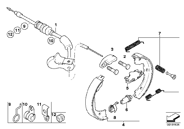 2003 BMW 745Li Parking Brake / Brake Shoes Diagram