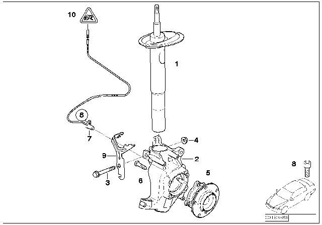 2008 BMW M5 Left Front Strut Diagram for 31312283125