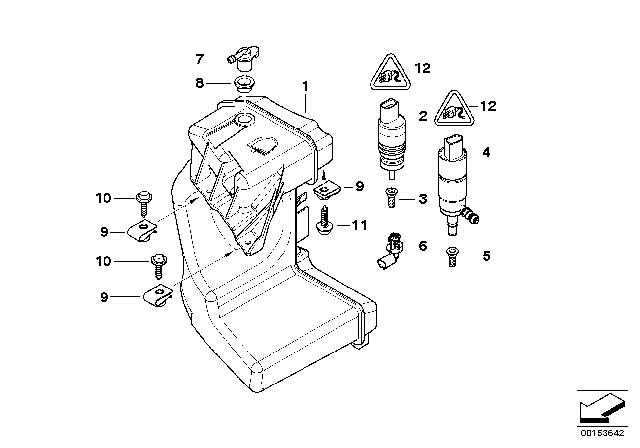 2003 BMW M3 Windshield Cleaning Container Diagram 2