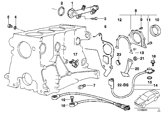 1999 BMW 318ti Knock Sensor Diagram for 12141247993