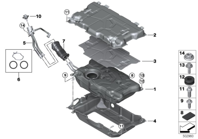 2020 BMW X3 Fuel Tank Mounting Parts Diagram