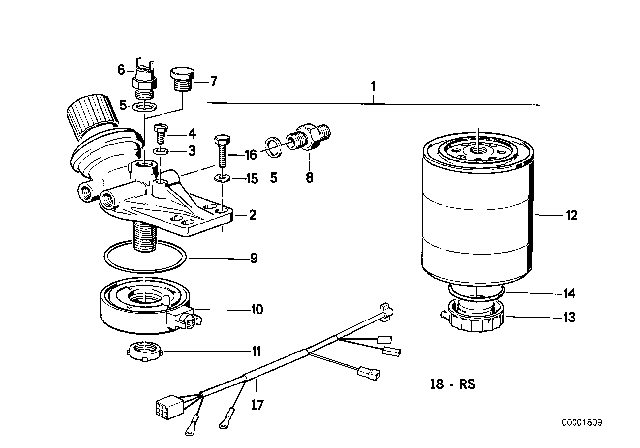 1986 BMW 524td Fuel Strainer Head Diagram for 13321287125