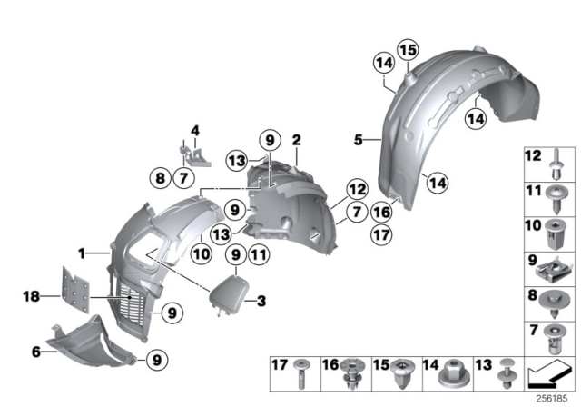 2013 BMW M6 Wheel Arch Trim Diagram