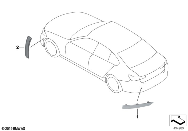 2019 BMW 330i Side Marker Reflector Left Diagram for 63147433785
