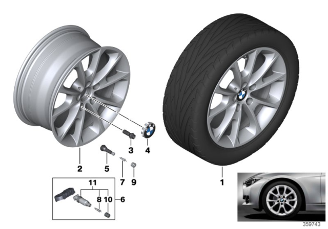 2012 BMW 328i BMW LA Wheel, V-Spoke Diagram 4