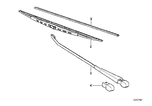 1981 BMW 733i Wiper Arm / Wiper Blade Diagram 2