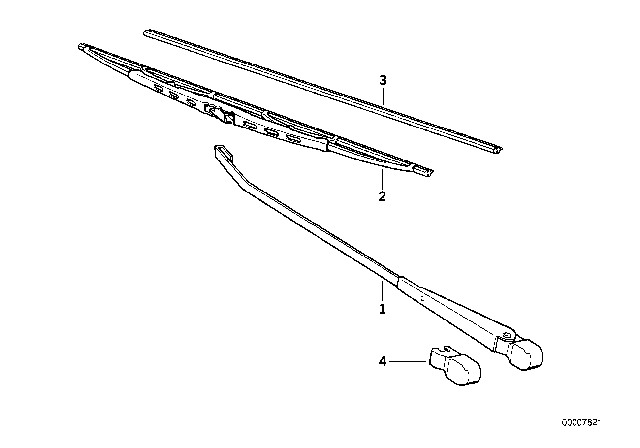 1985 BMW 325e Windshield Wiper Arm Left Driver Diagram for 61611372557