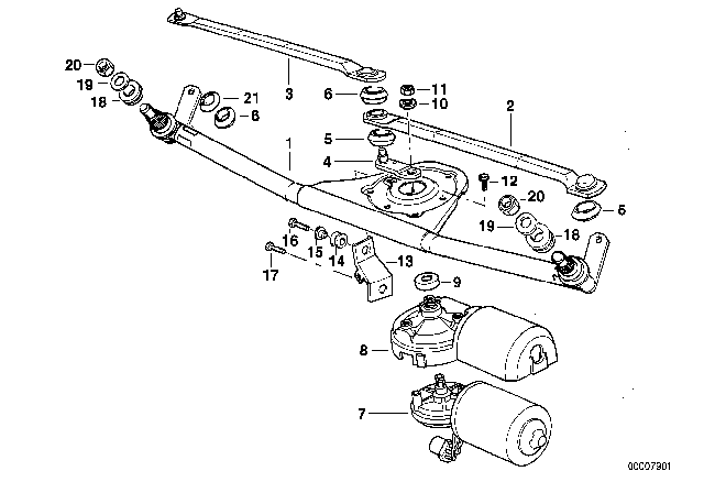 1995 BMW 318i Single Wiper Parts Diagram