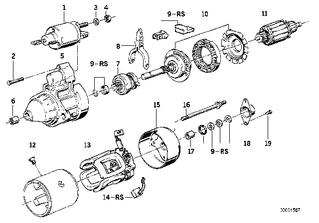1993 BMW 750iL Starter Parts Diagram
