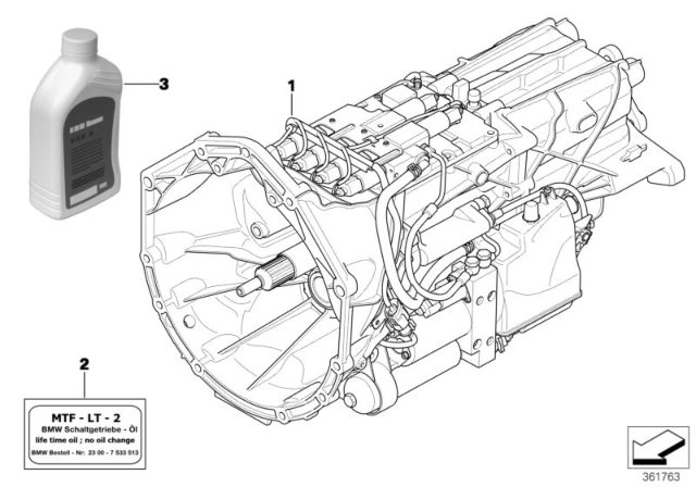 2007 BMW M5 Manual Gearbox GS7S47BG (SMG) Diagram