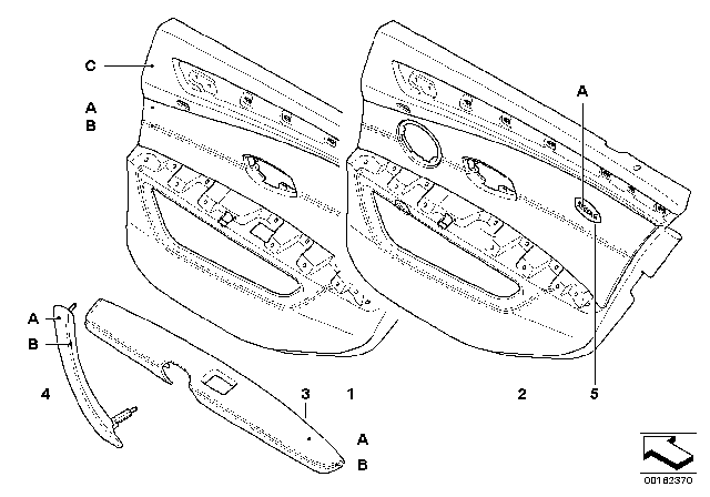 2009 BMW 535i xDrive Individual Rear Door Trim Panel Diagram 2